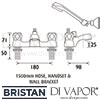 Bristan Club Luxury Bath Shower Mixer 6 Litre Flow Limit Dimensions